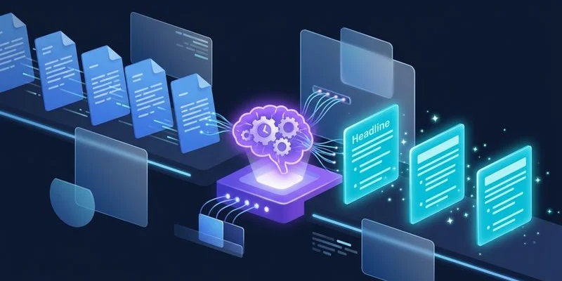 Workflow diagram showing AI-powered affiliate content creation from keyword research to published review