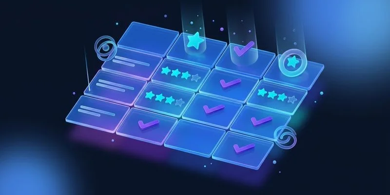 Comparison table example showing product features pricing and ratings for affiliate roundup content