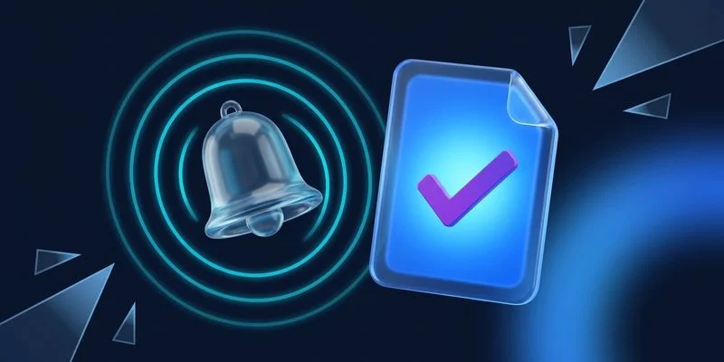 Slack notification example showing automated AI article completion alert with title keyword and review link