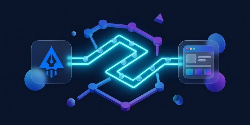 Zapier workflow diagram connecting Agility Writer to Google Sheets WordPress Slack and social media platforms