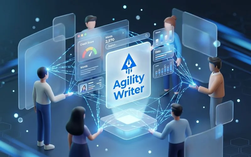 The Agility Writer team working on the AI SEO platform