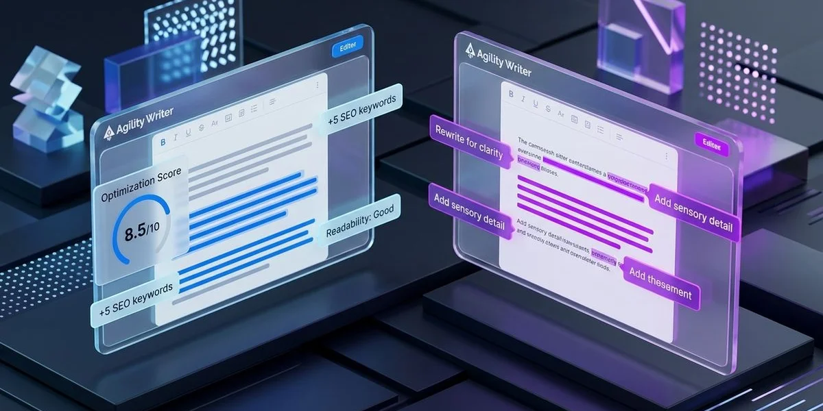 Side by side comparison of Agility Writer and Surfer AI dashboards